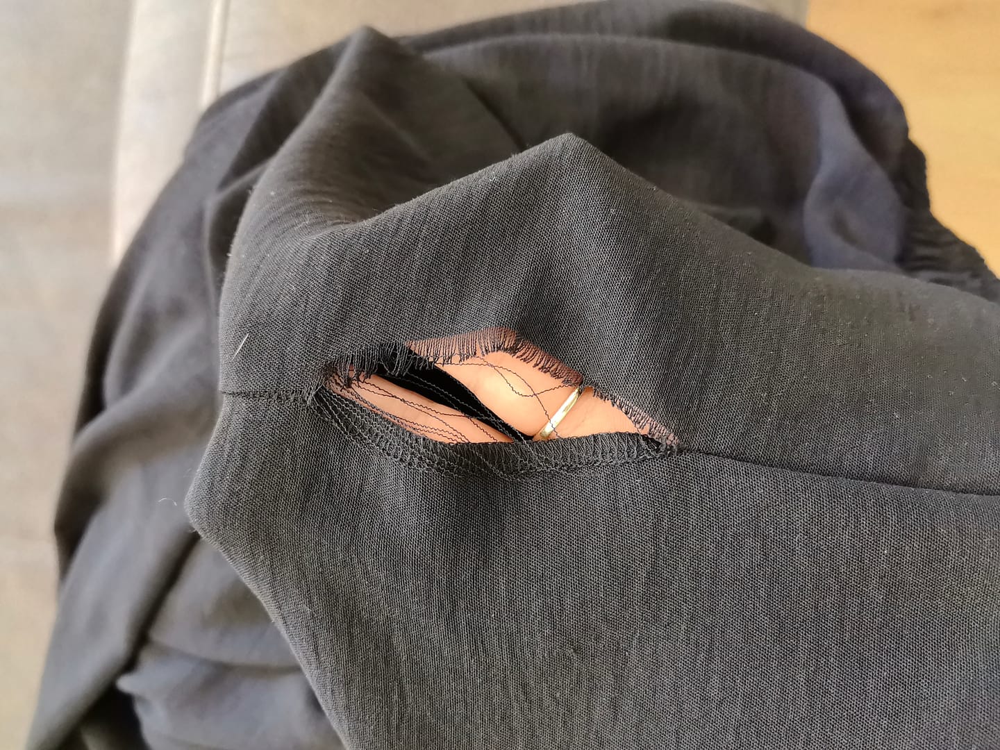 Customer photo review of Black Crinkle Straight Leg Resort Pants