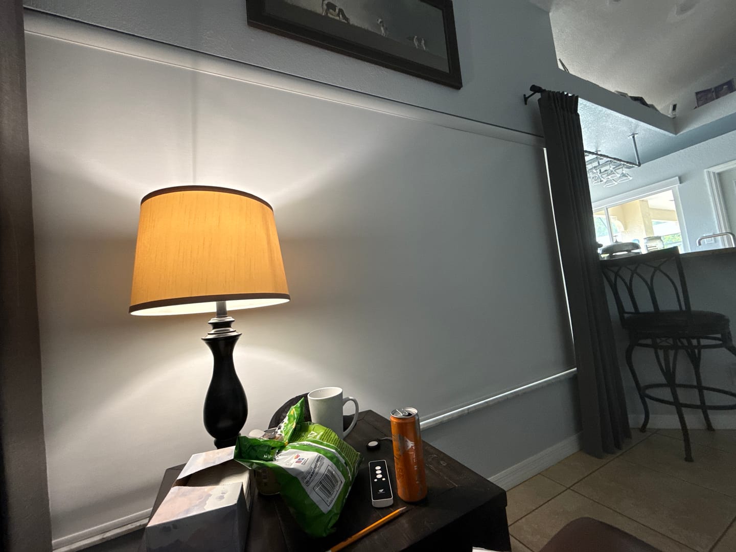 Customer photo review of SmartWings Motorized Roller Shades 100% Blackout Essential