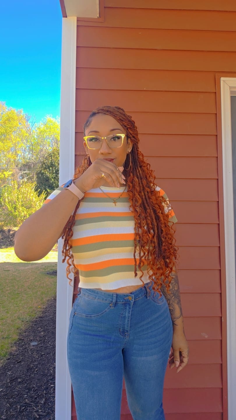 Customer photo review of Copper Color Deep Wave Human Crochet Hair