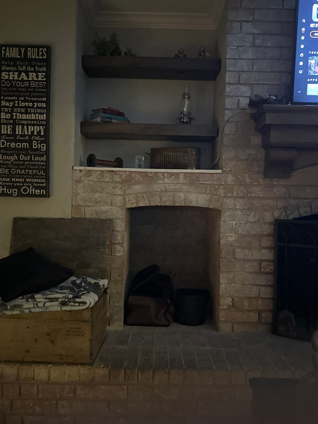 Customer photo review of Distressed 3" Thick Floating Shelves