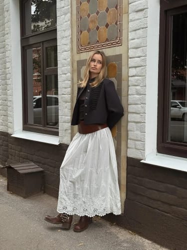 Customer photo review of Nadya Stand Collar Napoleon Jacket