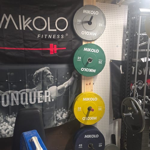 Customer photo review of EZ Grip Bumper Plates - 230/260 lbs (Color) - Blemished