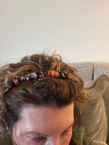 Customer photo review of Midnight Blooms Comfort Curve™ Silk Headband