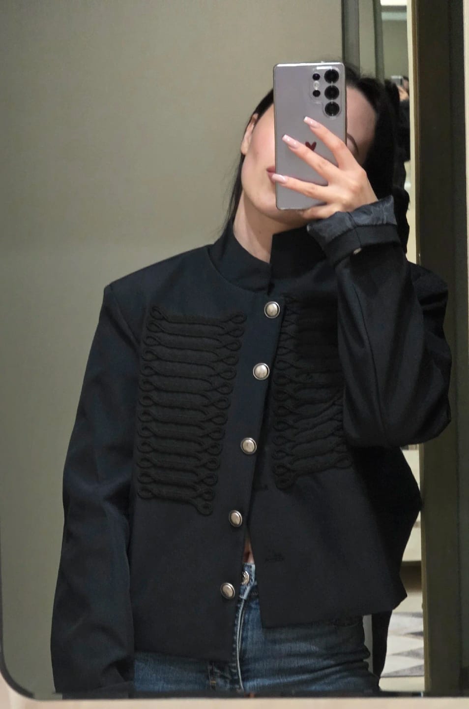 Customer photo review of Nadya Stand Collar Napoleon Jacket