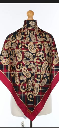 Customer photo review of Brand New Carlisle Tartan And Paisley Silk Scarf