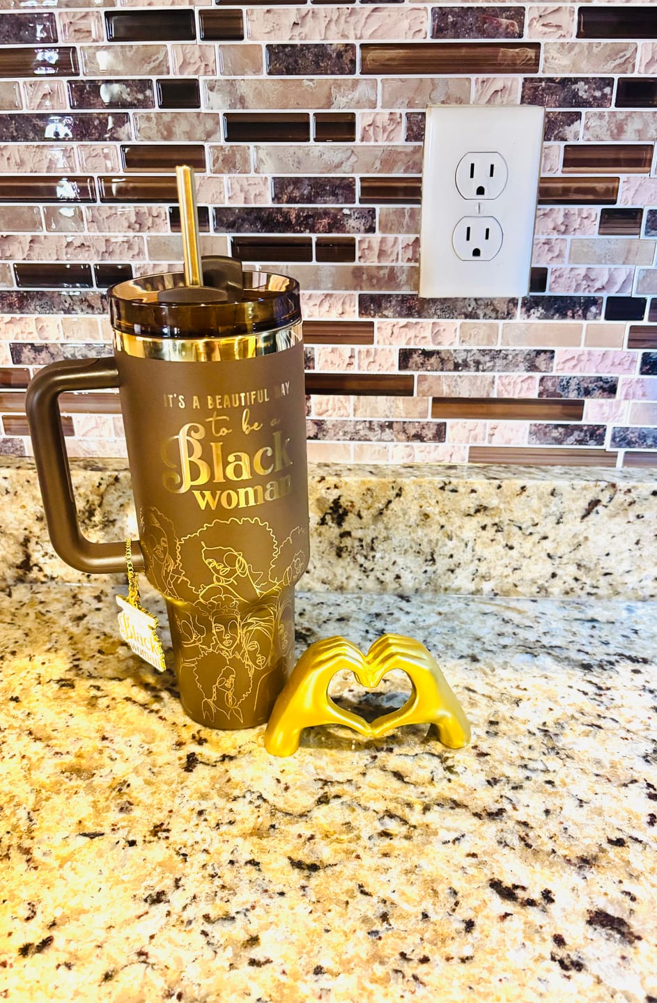Customer photo review of "Brown Sugar" Insulated Tumbler – "It's a Beautiful Day to be a Black Woman"