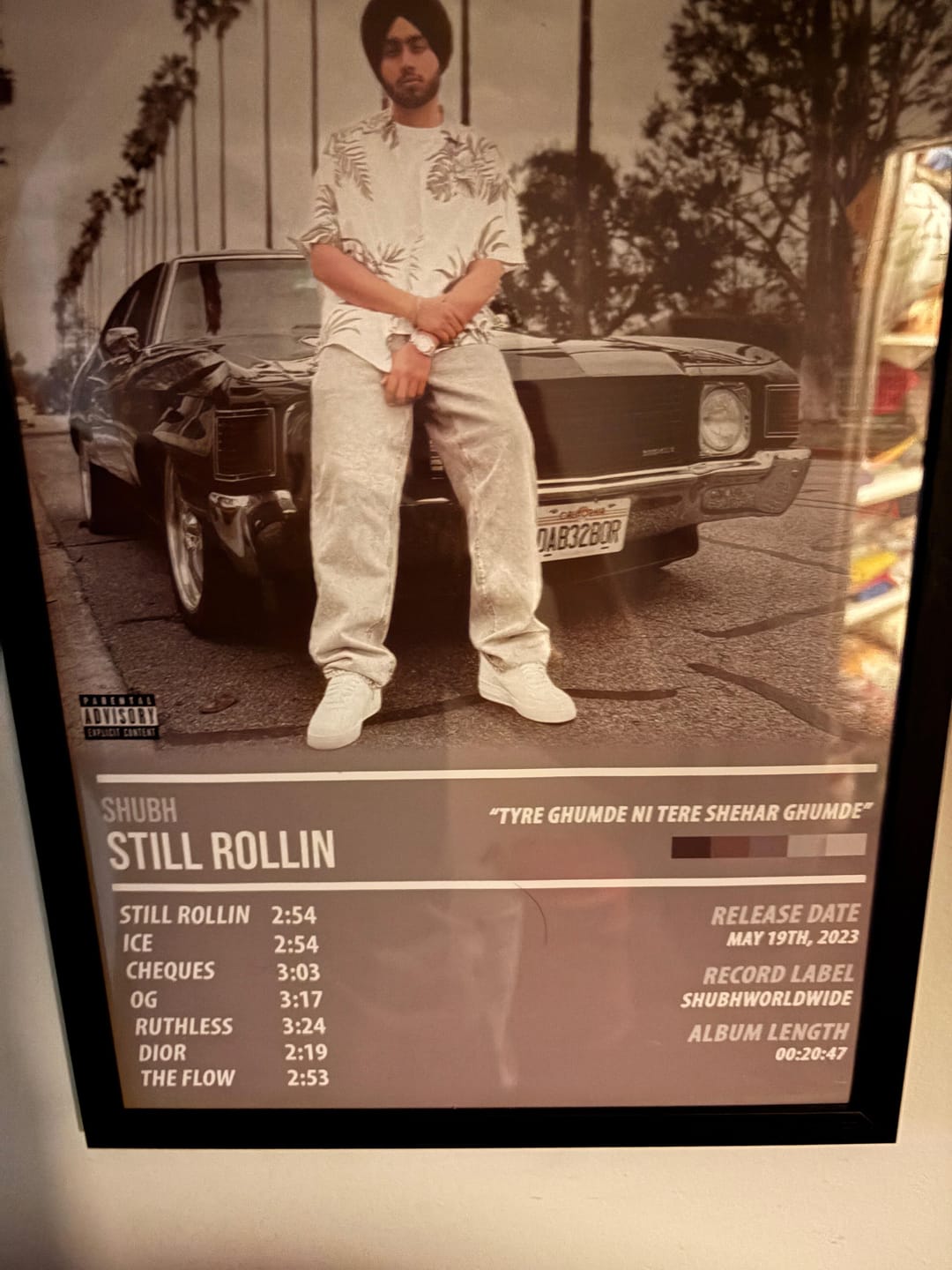 Customer photo review of Shubh - Still Rollin | ALBUM POSTER
