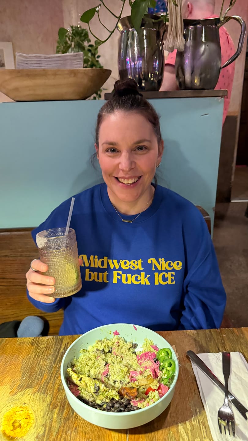 Customer photo review of Midwest Nice But Fuck ICE Sweatshirt