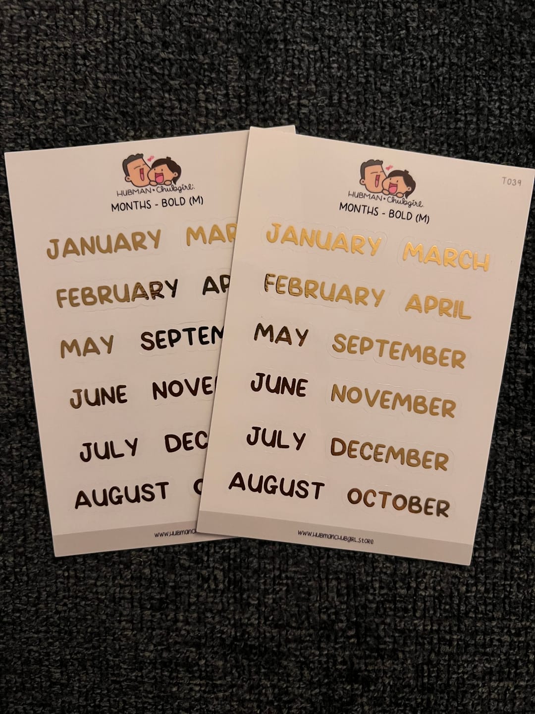 Customer photo review of Months - Bold Text (M) Planner Stickers