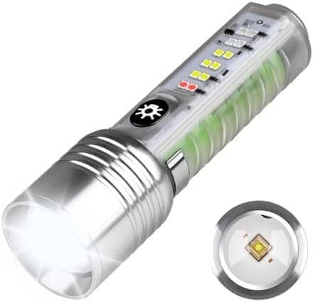 Customer's Coba USB Rechargeable Flashlight, showing the bright main beam and the multi-LED side lamp feature.