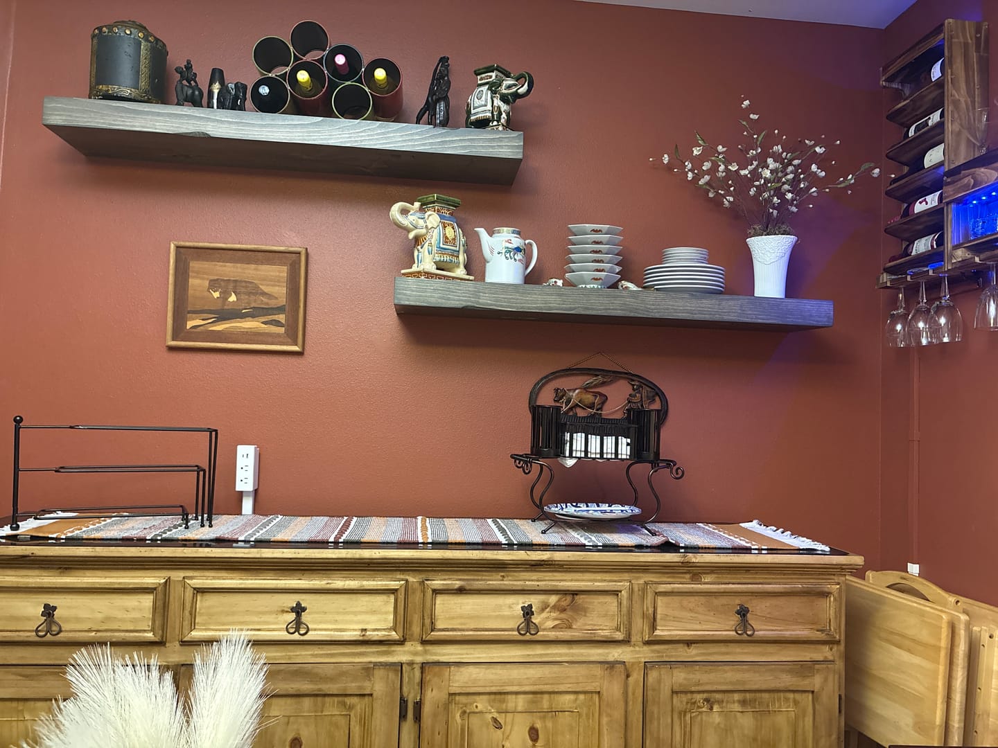 Customer photo review of Distressed 3" Thick Floating Shelves
