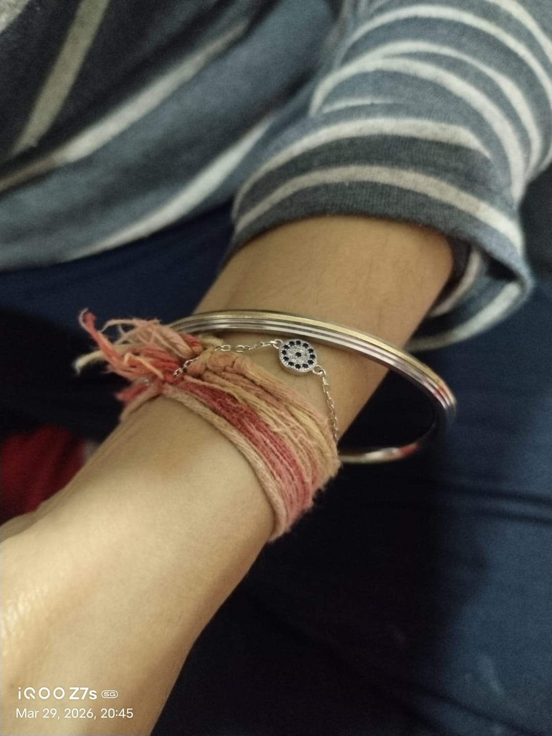 Customer photo review of Silver Evil Eye Bracelet