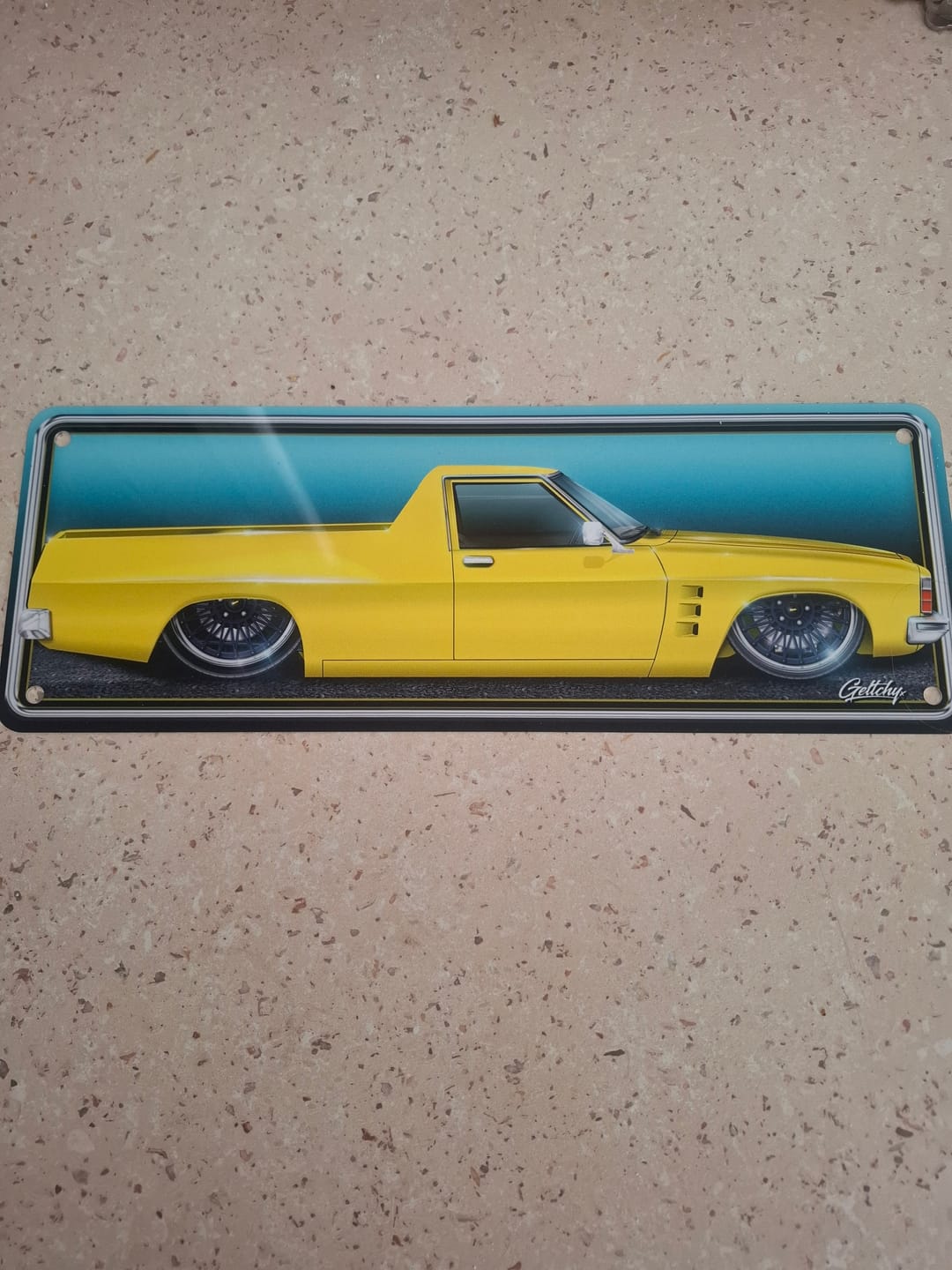 Customer photo review of KINGSWOOD Ute Beige Aussie Number Plate Man Cave Sign
