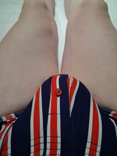 Customer photo review of Men's Color Stripes Trunks With Button Fly