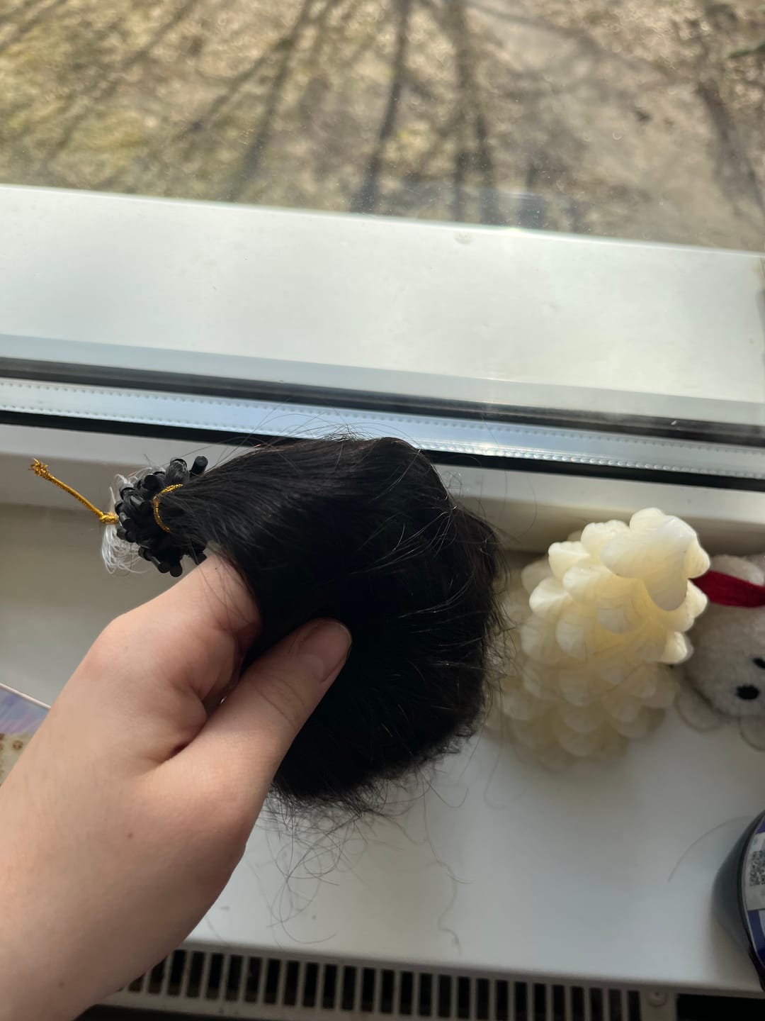 Customer photo review of Natural Color Body Wave Micro Loop Hair Extension