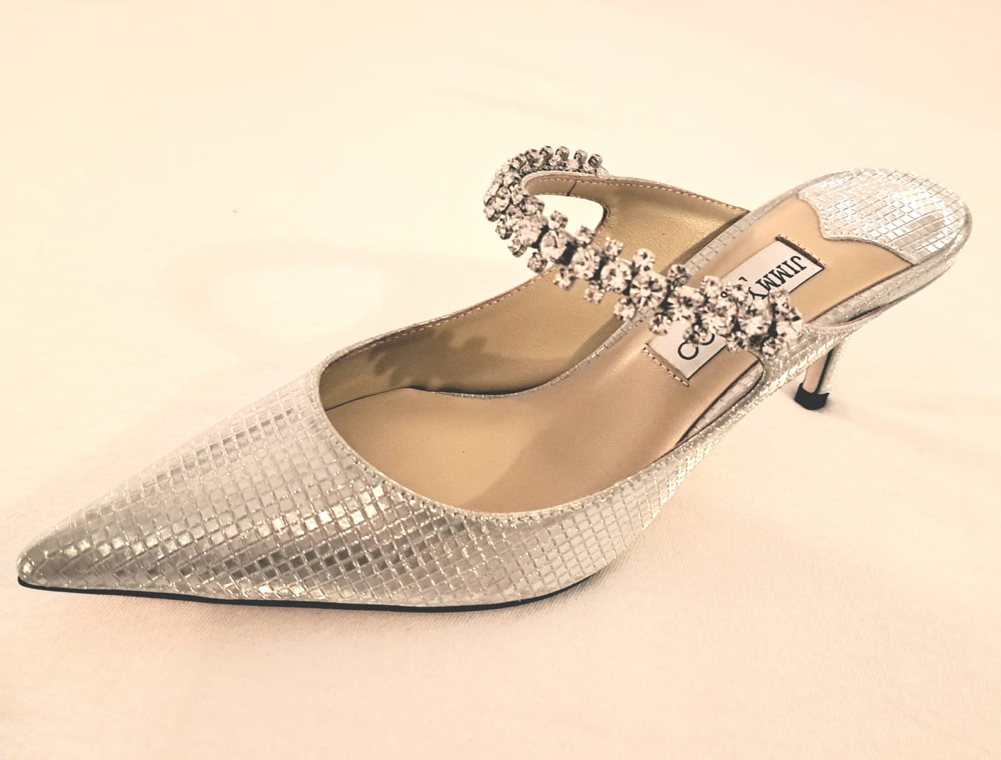 Customer photo review of Jimmy Bing 65mm In White Silver Stone Studded Cowhide Mules 593194