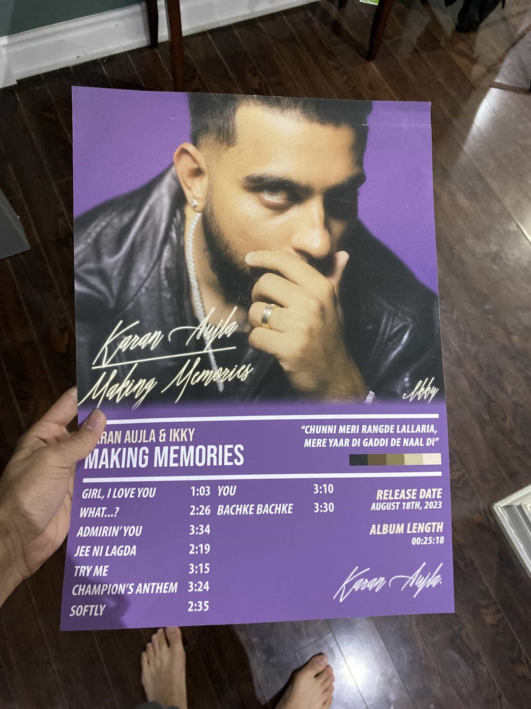 Customer photo review of Karan Aujla & Ikky - Making Memories | ALBUM POSTER
