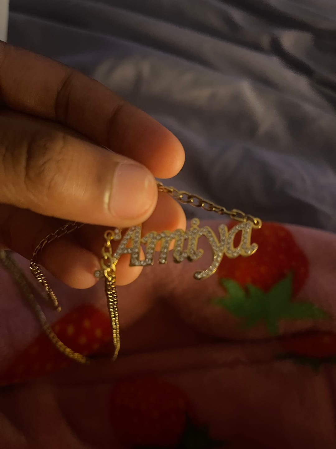 Customer photo review of Iced Name Necklace w/ Cuban Chain