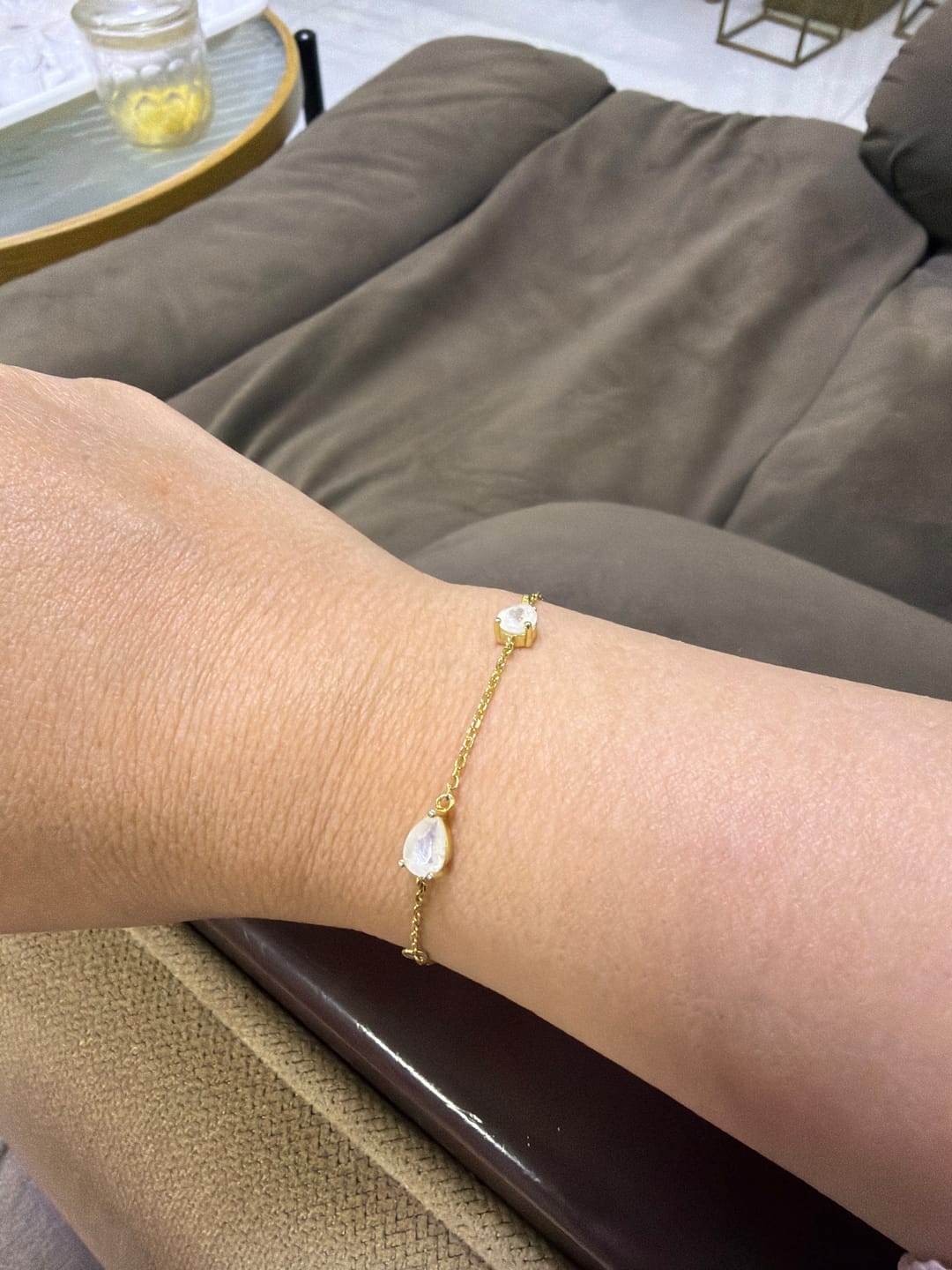 Customer photo review of Moonstone teardrop bracelet