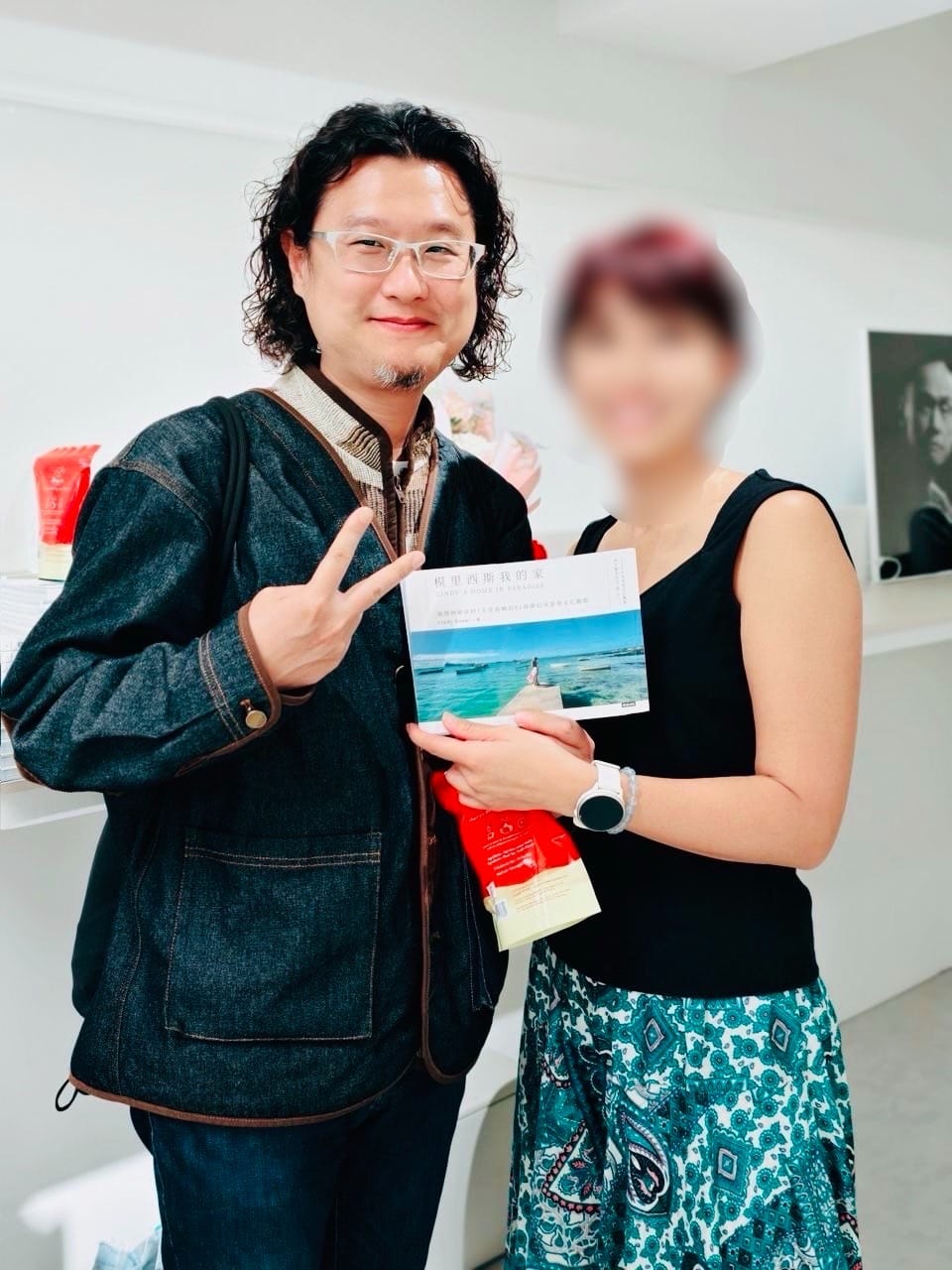Customer photo review of 肘コーデュロイパッチ ノーカラーデニムジャケット