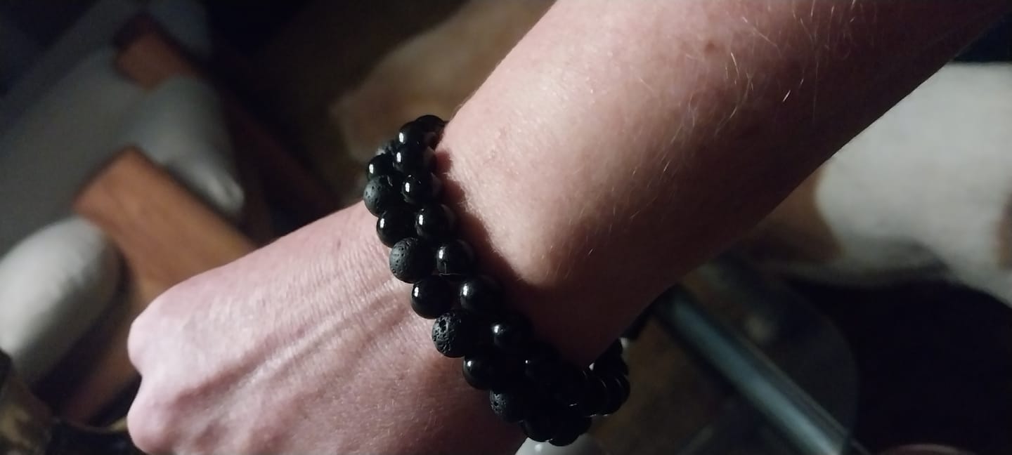 Customer photo review of The Lava & Black Onyx Beaded Bracelet