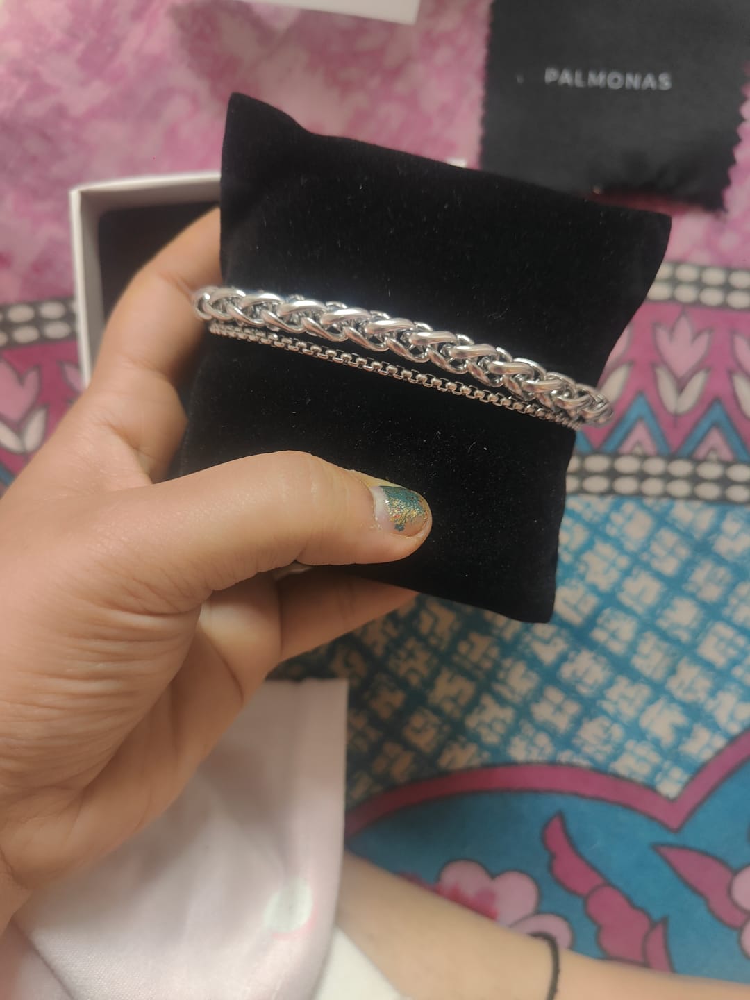 Customer photo review of Layered Silver Bracelet