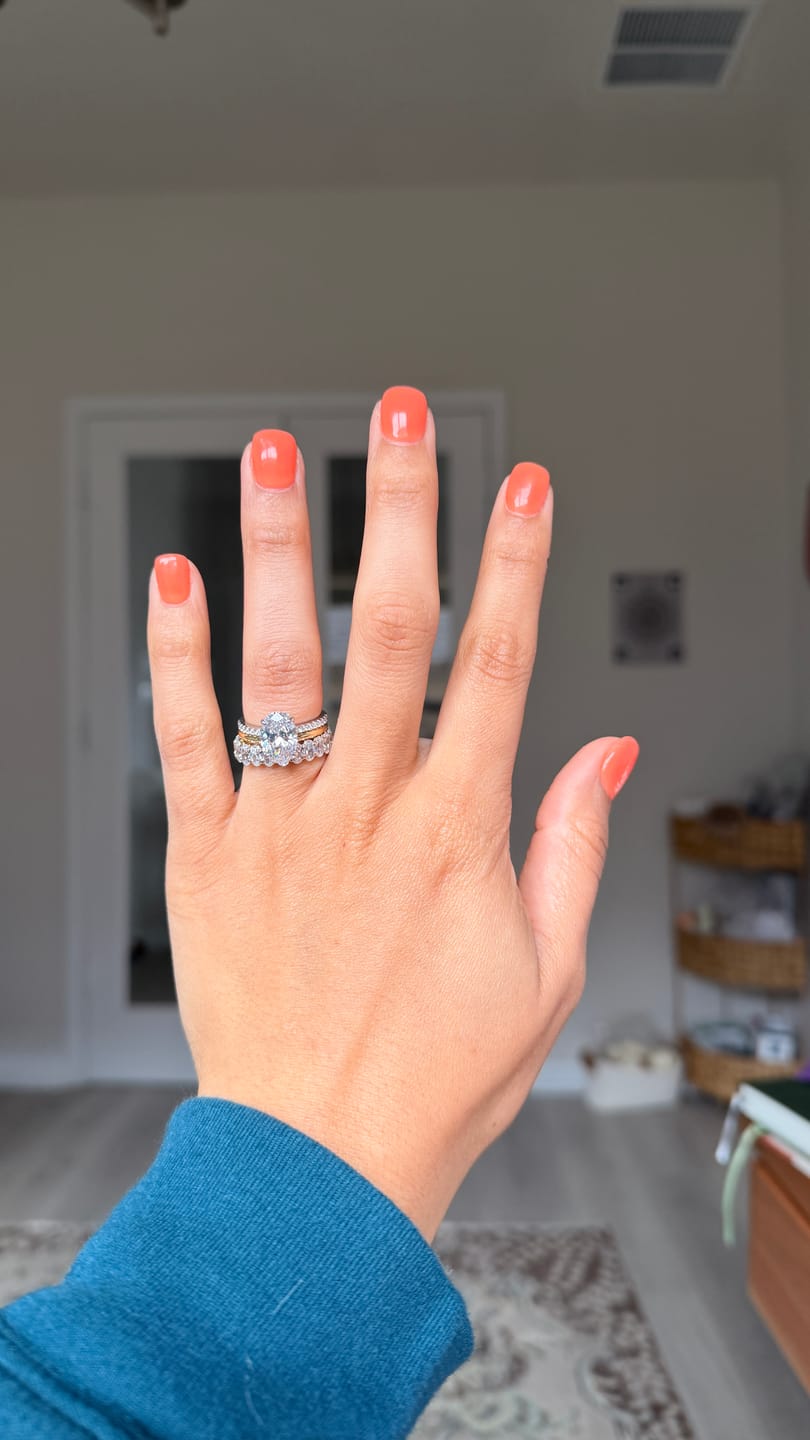 Customer photo review of S925 3PC 4.0Ct Oval Cut Wedding Ring Set Travel Ring For Her With Two Classic Wedding Bands