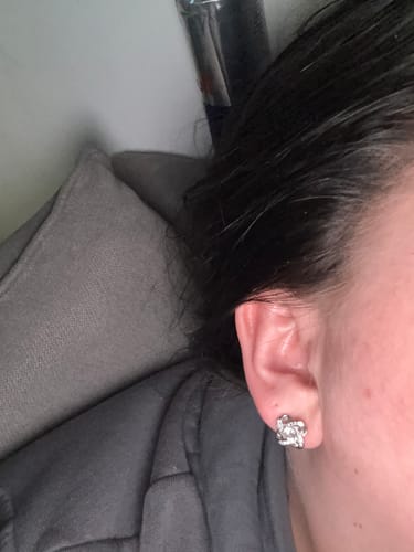 Customer photo review of Silver Love Knot Earrings