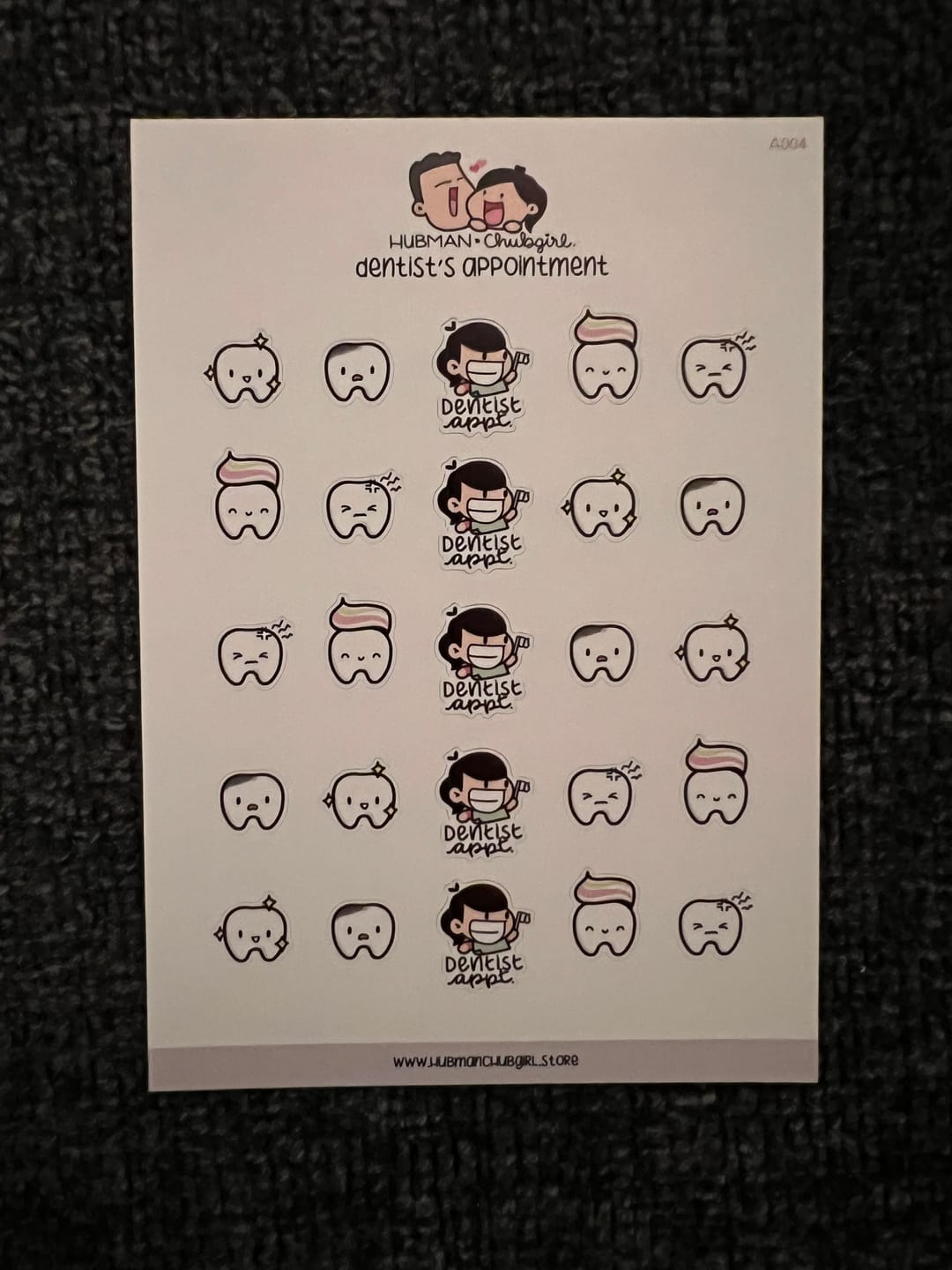 Customer photo review of Dentist Appointment Planner Stickers