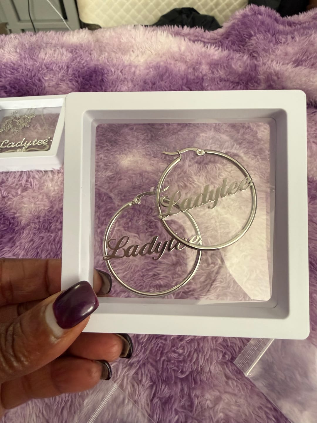 Customer photo review of Classic Name Hoop Earrings