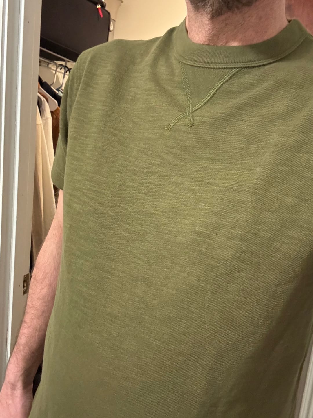 Customer photo review of 10.5 oz Cotton Tubular Gusset T-Shirt - Green