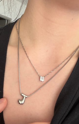 Customer photo review of Bubble Letter Necklace