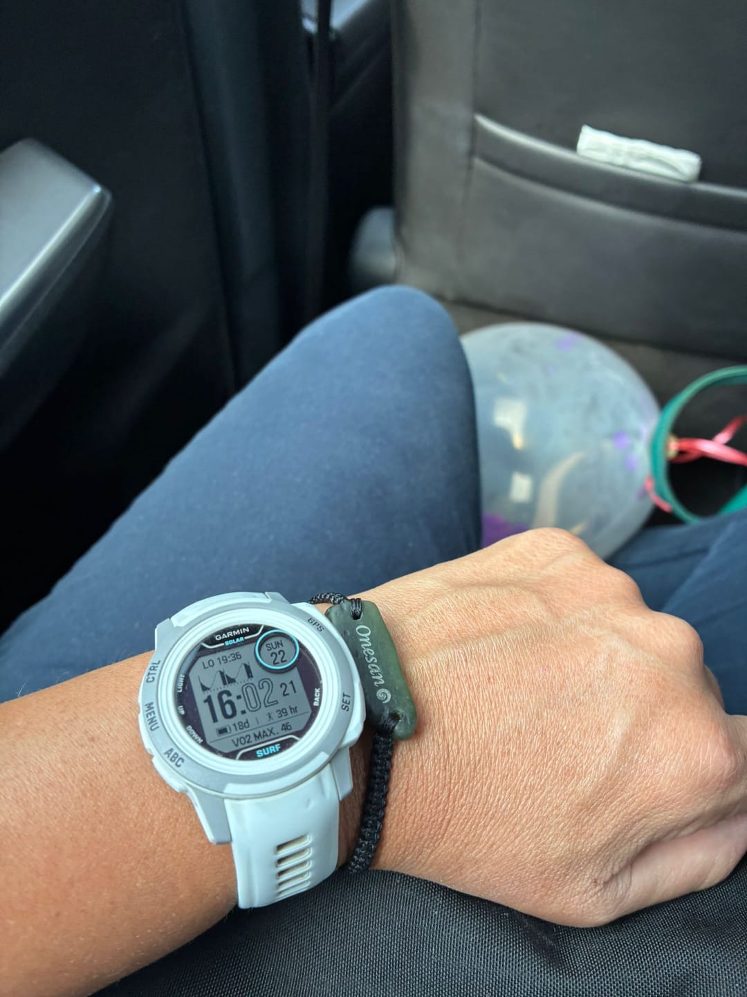 Customer photo review of Engraved Greenstone Bracelet