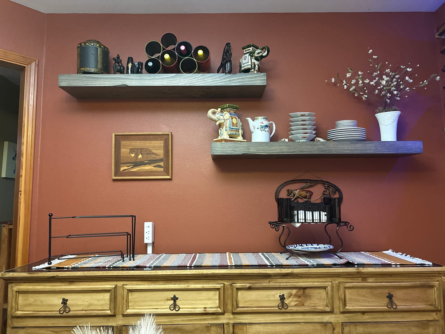 Customer photo review of Distressed 3" Thick Floating Shelves