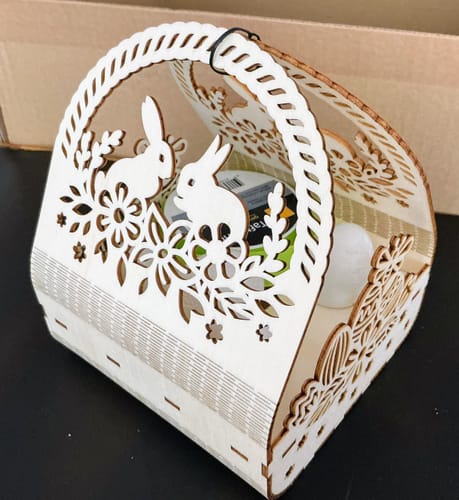 Customer photo review of 2 Easter bunny egg basket laser cut svg file