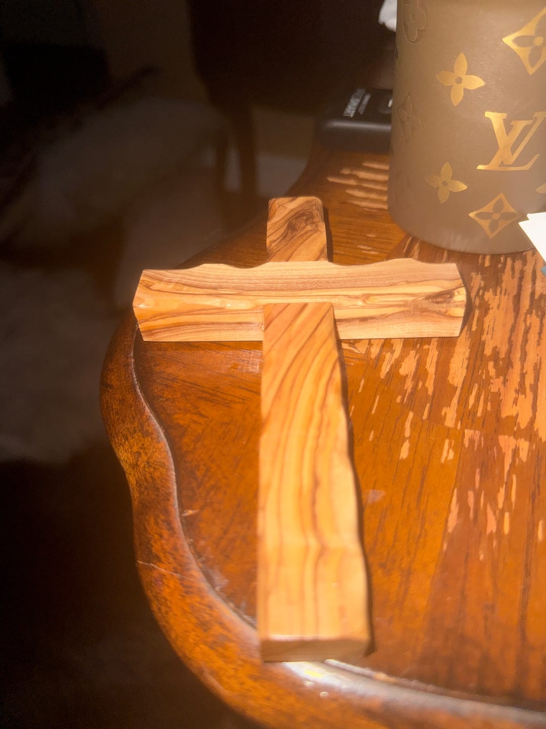 Customer photo review of Olive Wood Crucifix (Fully covered with Mother of Pearl) - Holy Land Crucifixes