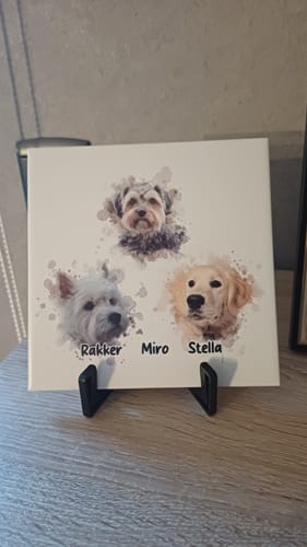 Customer photo review of Aquarel Portret op Tegel - Upload je eigen foto