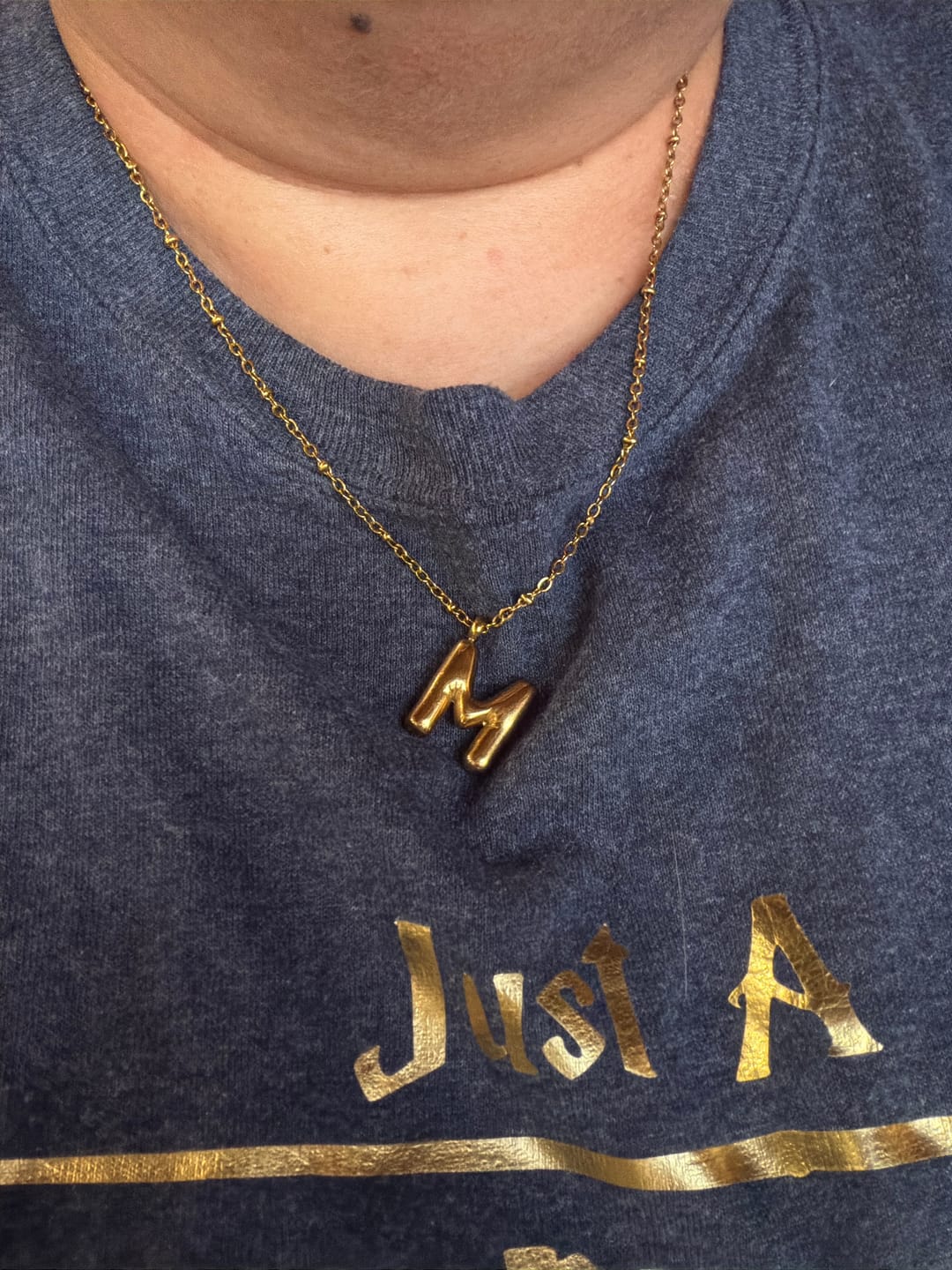 Customer photo review of Bubble Letter Initial Necklace (Bundle)