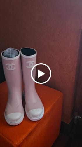 Customer video review of CC High Pink White Rain Boots