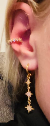 Customer photo review of Romilly Droplet Star Huggie Earrings
