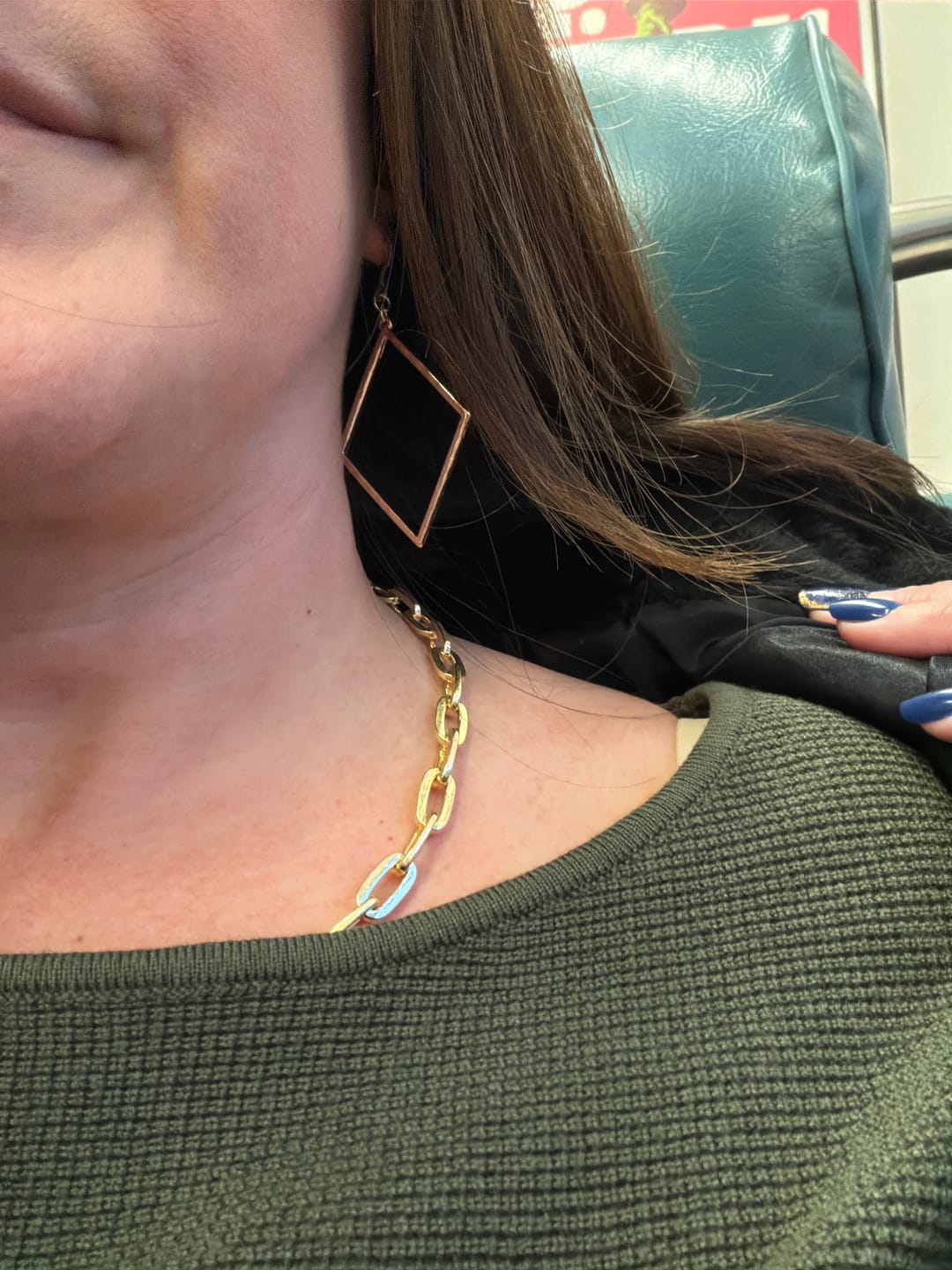 Customer photo review of Hammered Minimalist Dangles