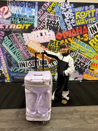 Customer photo review of Glam'r Gear Mobile Changing Station™ Dance Duffel Bag with Built-In uHide® Rack