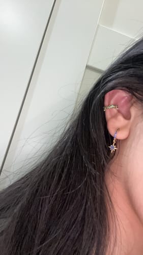 Customer photo review of Cosima Star Huggie Earrings