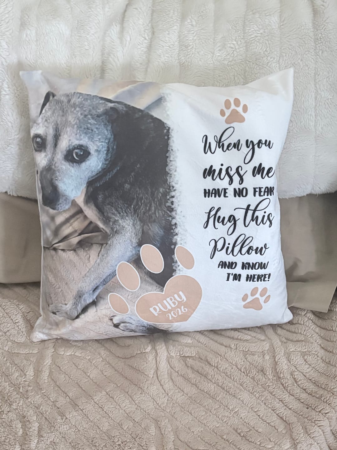 Customer photo review of When you miss me - Personalised Pillow