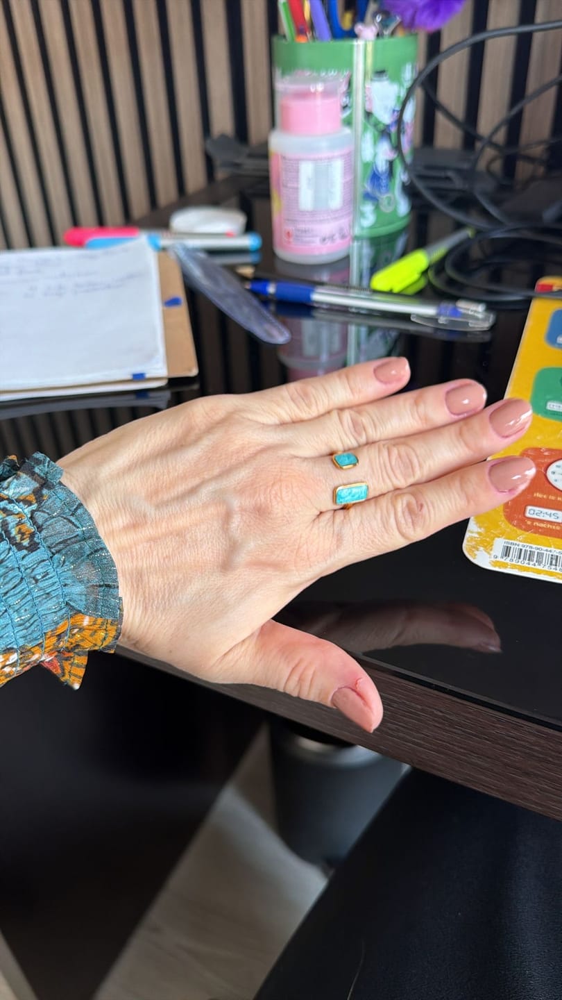 Customer photo review of NEW | Blue Enamel Open Ring | Adjustable Size