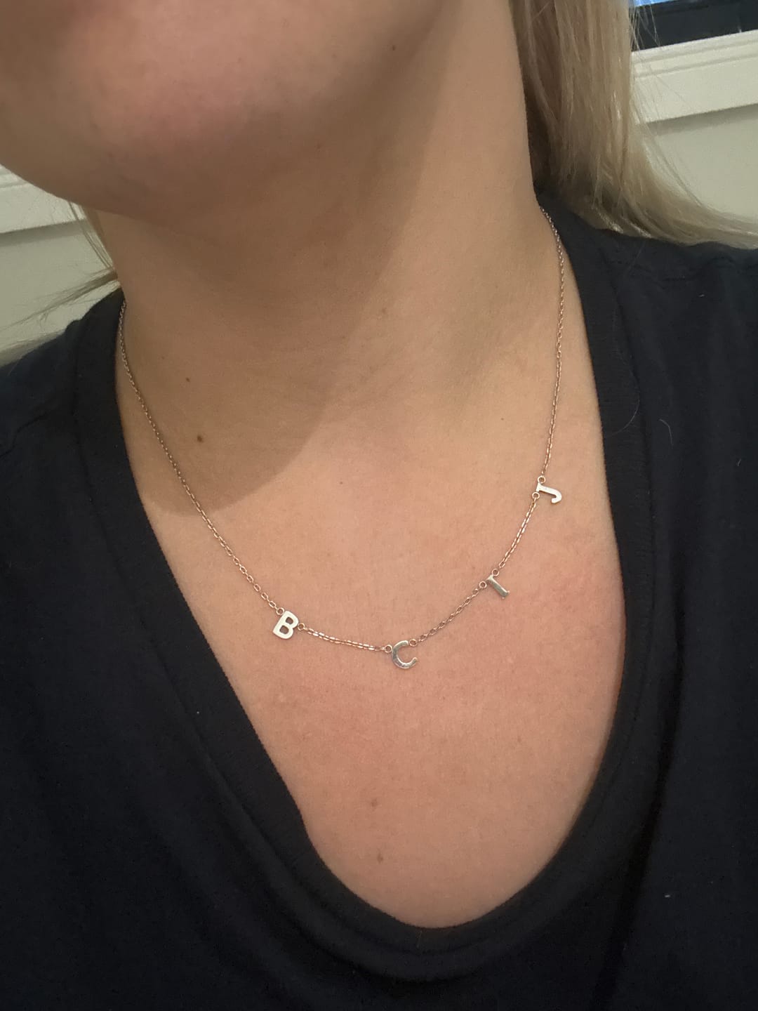 Customer photo review of The Original Initial Letter Necklace