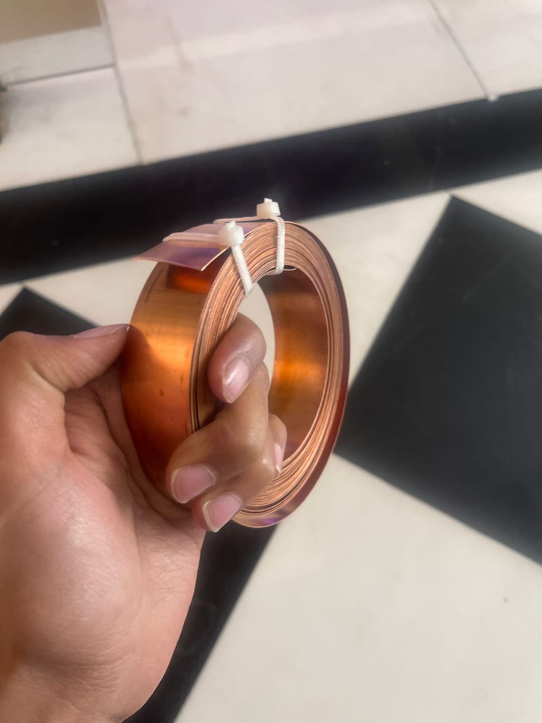 Customer photo review of Premium 100% Pure Copper Vastu Remedy Strip 1 mm Thickness for Cut, Extension, Toilet and Door Corrections – High-Conductivity Metal Vastu Tool by Vastu Mandir