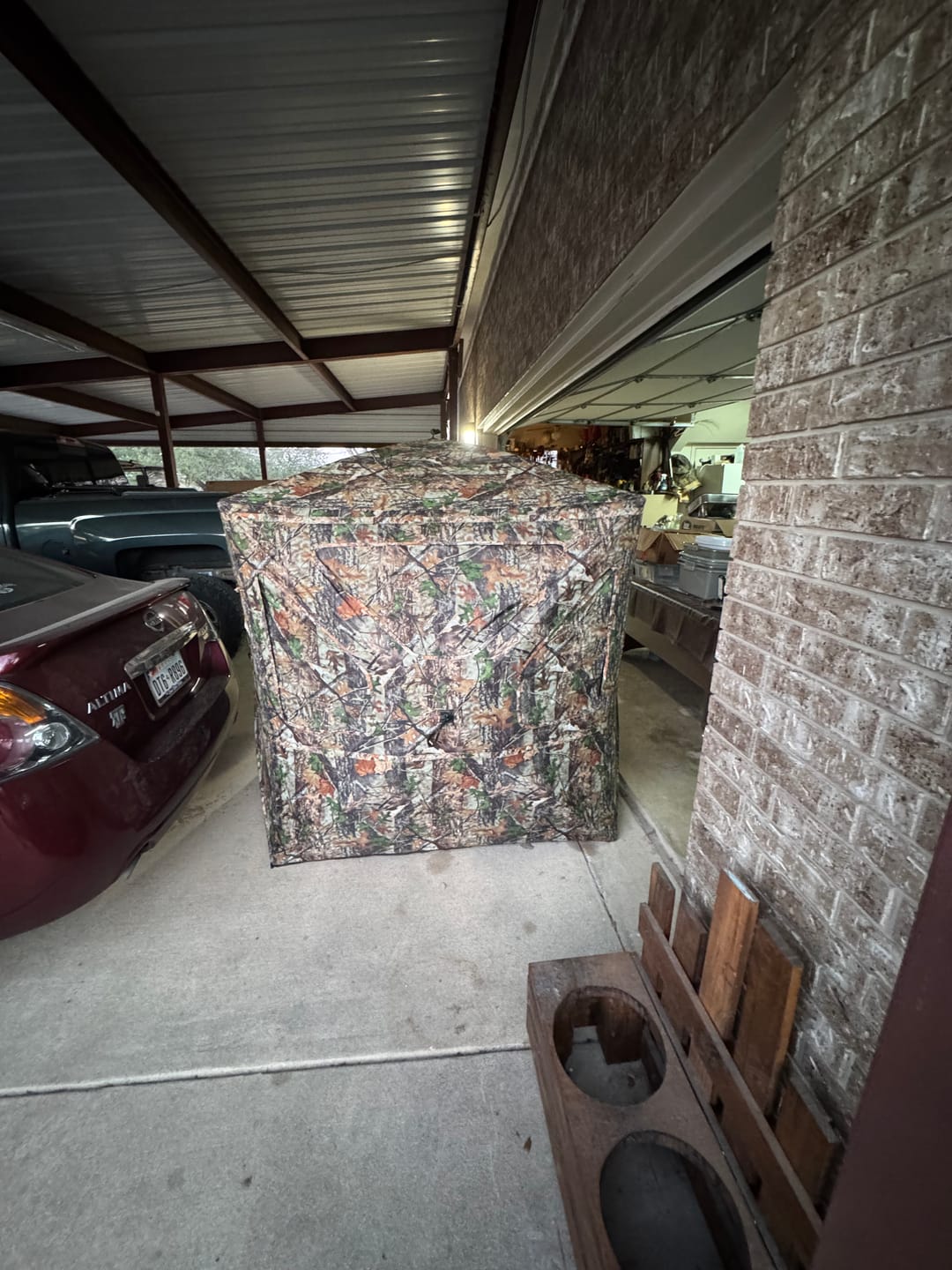 Customer photo review of Vis360 See Through Ground Blind | 360° Camouflage Pop Up Hunting Blind for 2/3/4 Person | Portable Deer Blind with Orange Cover