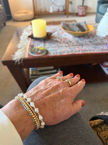 Customer photo review of turquoise daisy + juno bracelet triple stack (3+4mm)