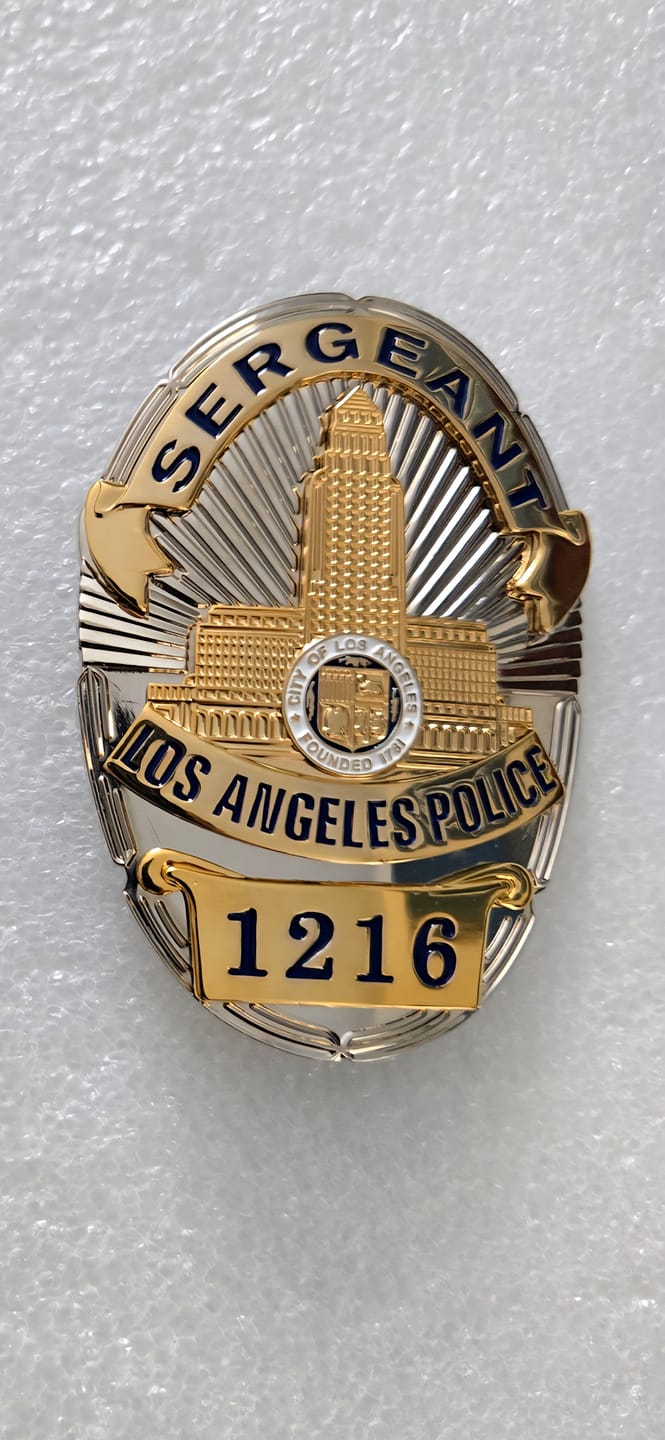 Customer photo review of LAPD Los Angeles Sergeant Police Badge Solid Copper Replica Movie Props With Number 1216